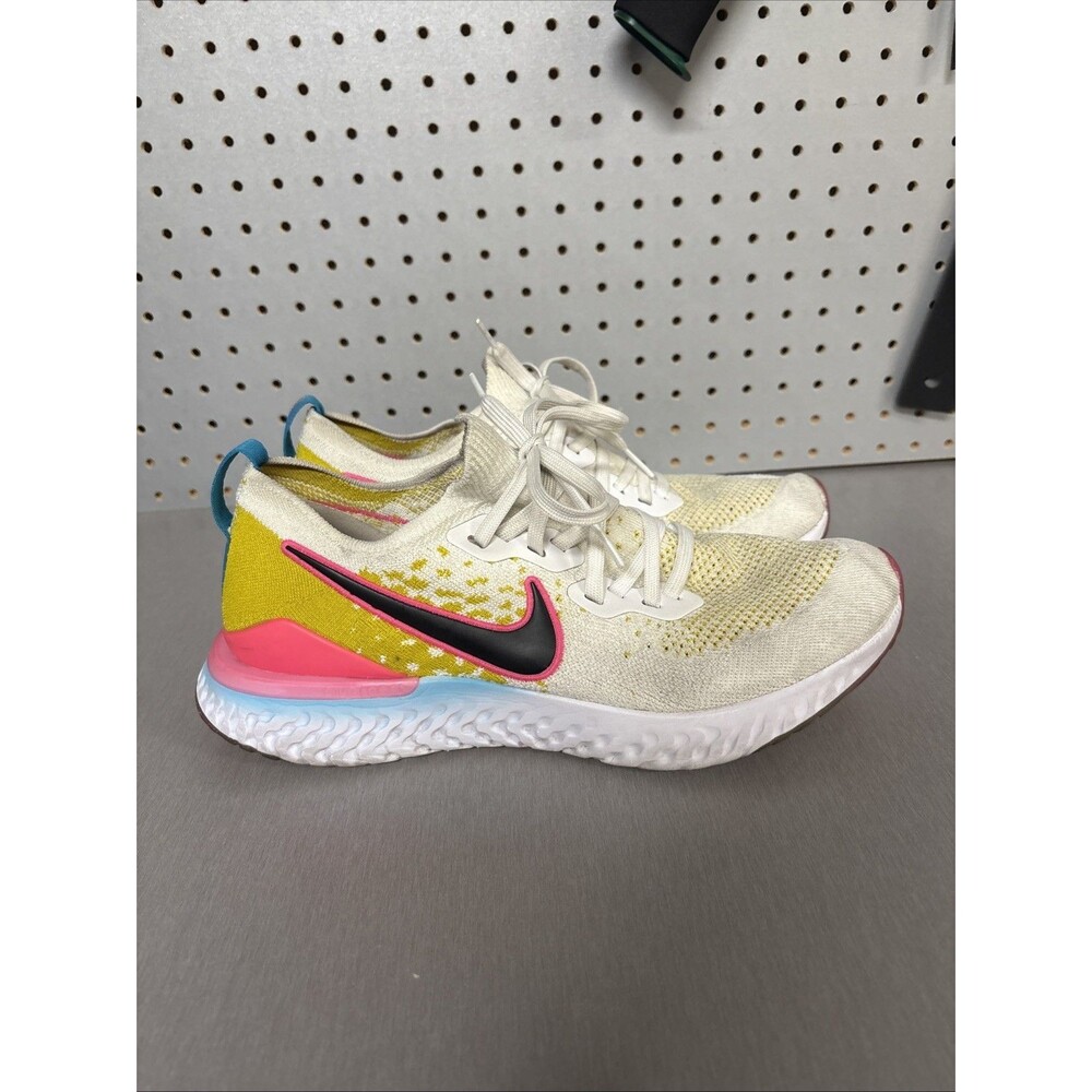 Nike Epic React Flyknit 2 Mens Sz 10.5 White Pink Blast Yellow Black CI7583-100